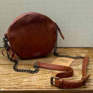 Frye And Co. Leather Riley Circle Bag, Crossbody Purse, Cognac